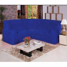 Kit Capa de Sofa Para Canto Elasticada Malha Gel Azul - CasaHome