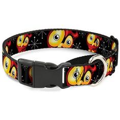 Buckle-Down Coleira para cães martingale - Corujas Flip Preto/Malva/Sálvia - 2,54 cm de largura - Serve para pescoços de 38,1-66,04 cm - Grande