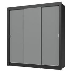 Guarda-roupa Casal 3 Portas de Correr Preto/cinza Nobre Madesa