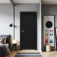 Kit Porta de Madeira 210x70cm Lisa Laqueada Moldufama Abertura Direita