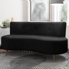 Sofá Living 2 Lugares 135cm Aang Pés Palito Veludo Preto G33 - Gran Belo