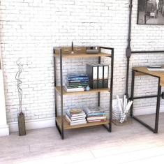 Estante de Livros Industrial Aço 60CMX104CM 3 Prateleiras Kuadra Marro