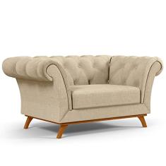 Sofá 2 Lugares Para Sala de Estar Império 150 cm D02 Linho Bege C-129 - Lyam Decor