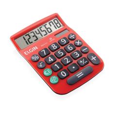 Calculadora Eletrônica de Mesa 8 Dígitos, Solar - vermelha
