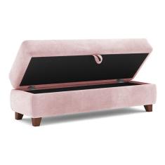 Recamier Calçadeira Bali 1,40M Suede Rosa Bebe - Inova Decorações