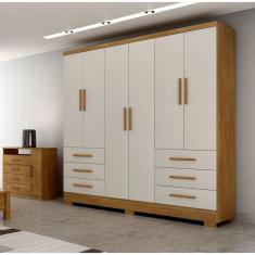 Guarda Roupa Casal 6 Portas 6 Gavetas Dakar Novo Horizonte Cumaru Cinza