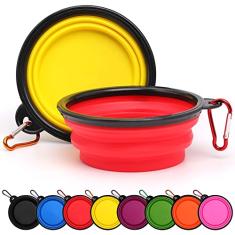 2 unidades tigelas dobráveis para cães com fecho tigela de viagem portátil gatos água comida prato para caminhadas estacionamento ao ar livre viagens