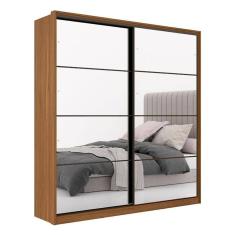 Guarda Roupa Casal Belga 2 Portas em Espelho Amendola Grafito Flex - Demartêz