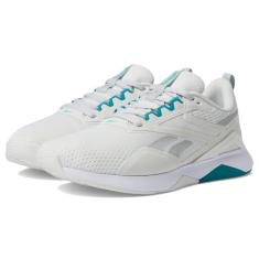 Reebok Tênis feminino Nanoflex Trail 2, Cinza/azul-petróleo/calçado branco, 34
