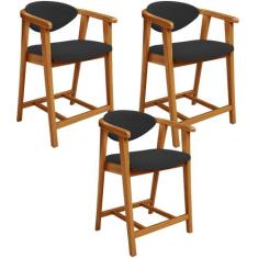 Kit 03 Banquetas Baixa Para Cozinha Sala Jantar Bancada Cecília L02 Bo