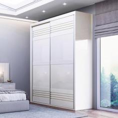 Guarda Roupa Casal 2 Portas de Correr Dalla Costa 100% MDF, Off White