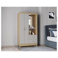 Guarda Roupa Solteiro Ambiente Cordoba 2 Portas Damasco Off White  Poq