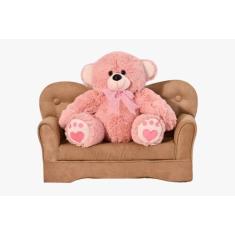 Urso De Pelúcia Baby 30 Cm - Escolha Cor Do Laço - Lc Baby, Rosé
