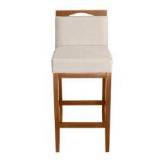 Banqueta alta com Encosto e Apoio para Pés modelo Lyara em madeira mac