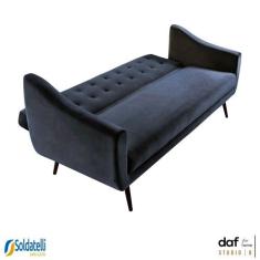Sofá Cama Retro Mimo 3 Lugares Veludo e Linho Várias Cores - DAF Mobil