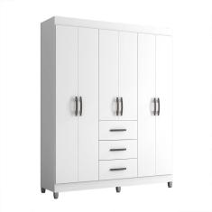 Guarda Roupa Sevilha 6 Portas 3 Gavetas Poquema Branco