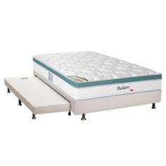 Cama Box C/Auxiliar Casal: Colchão Herval Masterpocket Meditare + Base Crc Courano Branco(138X188)