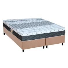 Cama Box King: Colchão Molas Bonnel System Class + Base Crc Suede Bege(193x203)