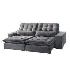Sofá 5 Lugares Retrátil e Reclinável Bruna 2.90m Suede Móveis Mix