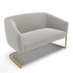 Sofá 2 Lugares Namoradeira Industrial Dourado Stella Bouclê Cinza D03 