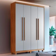 Guarda Roupa Solteiro Heros 4 Portas 2 Gavetas MDF Imbuia-off White Moderna