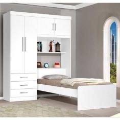 Guarda-Roupa Solteiro 4 Portas com Cama de Solteiro Cancun Yescasa