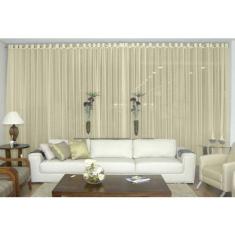 Cortina Voil Pérola Sala Quarto 6,00X2,80 Ilhós Cromado