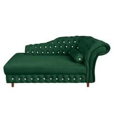 Divã Chesterfield Juliette 160cm Pés Chanfrado Suede Verde
