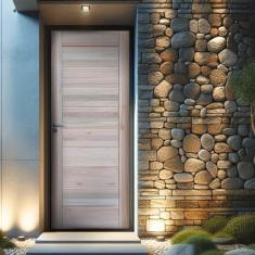 Kit Porta de Madeira Maciça 3b Eucalipto 210x82cm Batente 11cm Natural