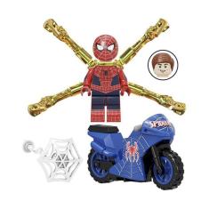 Boneco Blocos De Montar Homem Aranha Moto Teia Cromada Red