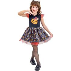 Fantasia Vestido Infantil Halloween Abóbora Festa Cosplay