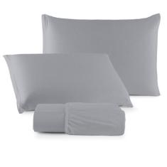 Jogo de Lençol C/ Elástico Malha 100% Algodão Liso - Malucasim, King, 