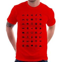 Camiseta Viajante 40 Icones Turista - Foca na Moda, Vermelho, M