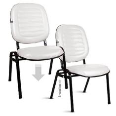 02 Cadeiras Empilhável para Igrejas Evangélicas Linha Holy Branco