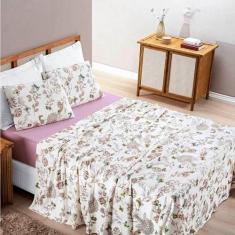 Jogo De Lençol Casal Padrão Quality Malha 100% Algodão Estampado 4 Peç
