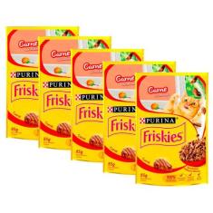 Kit 5 Ração Úmida para Gatos Friskies Adultos Sabor Carne ao Molho em 