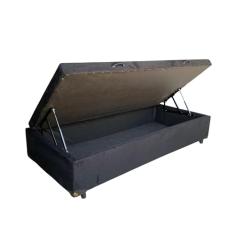 Cama Box Baú Solteiro Suede Preto Com Pistão A Gás - Suíte Imperial