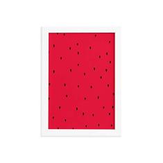 Quadro Decorativo MDF Sementes Melancia Moldura Branca 22x32cm