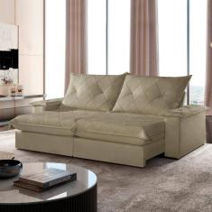 Sofá Retrátil e Reclinável com Catraca Blindada 200cm Mônaco Jolie/Bege