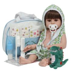 Boneco Reborn Menino Corpo de Vinil Saída de Banho Jacare - Cegonha Re