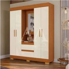 Guarda Roupa ROUPEIRO 4P ABRIR 2G C/ESPELHO ACP ISABELY CAPELINHA CINAMOMO/OFF WHITE