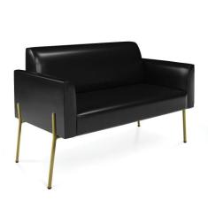 Sofá Namoradeira 2 Lugares Pé De Ferro Dourado Marisa Corano Preto D03