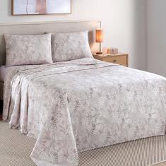 Jogo de Cama Queen 4 peças Lençol com Elástico 100% Algodão Percal 130 Fios 158x198x35cm Dohler