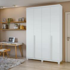 Guarda-roupa Solteiro Alonzo 4 Portas 2 Gavetas Amêndoa Branco
