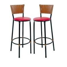Kit 2 Bancos Banquetas Para Bistrô Sofisticadas Com Encosto E Assento 