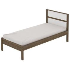 Cama de solteiro para colchão 88cm CM8004 Tecnomóbili, Nogal e Branco