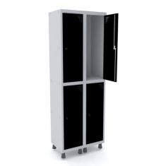 Armário Locker Guarda-Volume 4 Portas Aço Grp 502/4 Preto - Pandin Móv