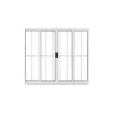 Janela de Correr Abertura Central Exclusiva 4 Folhas Grade Vidro Liso 100x150cm Crv Portas e Janelas Branco