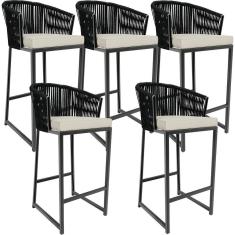 Kit 05 Banqueta Para Área Gourmet Cozinha Varanda D04 Preto