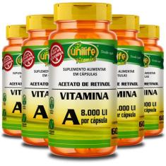 Kit 5 Vitamina A Retinol Unilife 60 Cápsulas